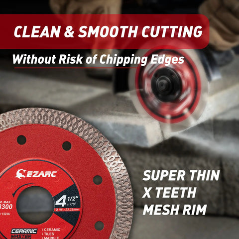 Top Shelf 4.5 Inch Super Thin Diamond Tile Blade With 7/8 Inch Arbor, 2 Pack, Delivers Crisp Clean Cuts On Ceramic And Porcelain, Tough As Nails Angle Grinder Disc For Effortless Diy And Pro Tile Work