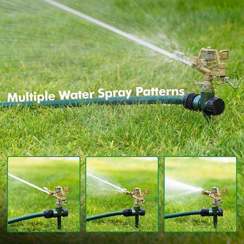 Heavy Duty All Metal Impact Sprinkler With Zinc Alloy Head On Sturdy Spike Base Delivers 360 Degree Coverage And Easy Adjustable Arc