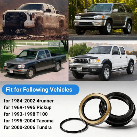 Hella Tough Three Piece Rear Axle Shaft Seal Kit And Inner Outer Wheel Hub Bearing O Rings Fits Toyota 4Runner Pickup T100 Tacoma Tundra Oem 90310 50006 90313 48001 Stops Leaks Dead And Keeps Your Rig Humming Smooth Daily displayed with compatible Toyota vehicles.