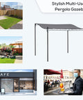 10x10 Steel Outdoor Pergola Gazebo With Weather Resistant Canopy, UV Shield Fabric And Drainage Holes in a backyard setting