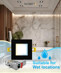 Bathroom with recessed Six Pack 6 Inch Ultra Thin LED Recessed Lighting With Five CCTs Selectable, showing lighting and IC rated box.