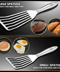 Amazon stainless steel fish spatula set, 2-piece with large fish turner and small spatula, ergonomic non-slip handles
