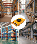 Beefed Up Heavy Duty Machinery Moving Skate With 360 Degree Rotation 8 Ton Capacity 17600 Lbs showcased in a warehouse setting