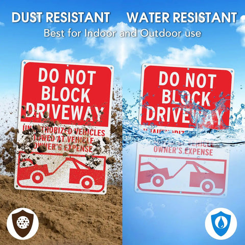 No Messing Around Heavy Duty Do Not Block Driveway Sign 14 By 10 Inches Rust Proof Aluminum showing dust and water resistance.