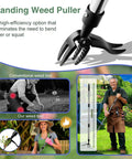 Stand Up Weed Puller With Long Handle, Detachable Four Section Pole, Stainless Steel Four Claw Head, Easy On Back Garden Weeding Tool