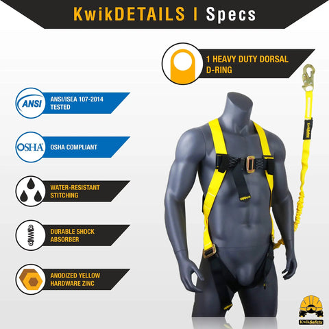 Full Body Fall Protection Harness Two Pack With Six Foot Tubular Lanyards Osha Ansi Compliant Rooftop Construction Safety Gear Straight Up Rock Solid Workhorse Grade Kit For Contractor Crews Working Up High And Knockout Shock Absorption Tech