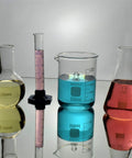 Four Piece Pro Grade Borosilicate Glassware Kit with beakers, flask, and cylinder for lab use, heavy wall 500ml beaker with spout