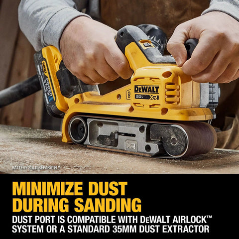 Heavy Duty 20V Max Cordless Belt Sander With A Badass Brushless Motor and Hassle Free Airlock Dust Capture for Top Tier Woodworking