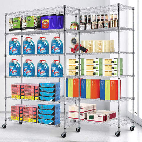 Six Tier Heavy Duty Metal Wire Shelving With Smooth Casters And Nsf Certification That Handles 2100 Pounds Without Breaking A Sweat Turning Cluttered Pantries And Messy Garages Into Pristine Storage Zones On Autopilot