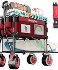 Double Deck Folding Wagon Cart With Beefy All Terrain Wheels And Drop Down Tailgate Heavy Duty 500 Lbs Capacity Utility Wagon