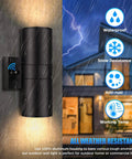Dusk To Dawn Outdoor Wall Light With Up And Down Sconces Waterproof Anti Rust Cylinder Black Go To Exterior Wall Mount Porch Patio House Entryway Lighting 2 Pack