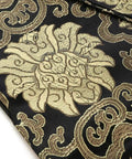 Silk Katana Sword Carrying Bag Case For Japanese Samurai Premium Soft Silk Sleeve with gold floral pattern on black silk.