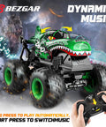 Monster Truck Remote Control Car With Lights And Music 1 To 20 Scale RC Truck for kids showing green design and dynamic music features