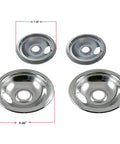 Made In The Usa Chrome Drip Pan Set Replacement For Frigidaire Kenmore, 6 Inch And 8 Inch Pans, durable eco friendly plated trays