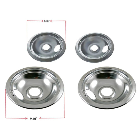 Made In The Usa Chrome Drip Pan Set Replacement For Frigidaire Kenmore, 6 Inch And 8 Inch Pans, durable eco friendly plated trays