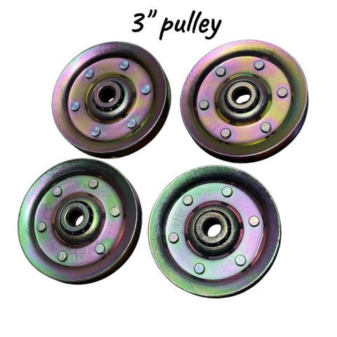 Garage Door Extension Springs Cable And Pulley Kit For 7 To 8 Foot Doors, Heavy Duty Replacement, four steel 3-inch pulleys