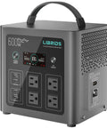 Portable Power Station C600 600W Solar Generator With 640Wh LiFePO4 Battery front view with four AC ports and handles