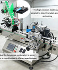 Heavy Duty Automatic Desktop Labeling Machine With Slick Touchscreen Interface, showing precision label detection feature.