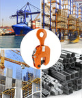 QWORK 2-Ton vertical plate lifting clamp, orange steel, 4400 lb capacity, front view