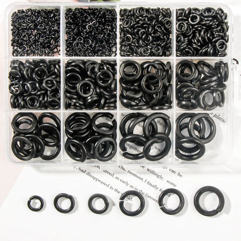 Spring Lock Washers Assortment Kit With 9 Sizes M2 To M12, 950 Pieces, Black Zinc Plated Metal Lock Washers For Screws And Bolts, Must Have DIY Home And Workshop Fixes. clear box of black spring lock washers