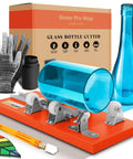 Premium Glass Bottle Cutter Kit For DIY Projects With Safety Gloves And Accessories, adjustable to 7.67 inches, displayed with blue bottle