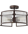 Frey 3 Light Oil Rubbed Bronze Semi Flush Ceiling Fixture With Glass Crystals And Crystal Downlight Transitional Modern Style 16 Inch Wide Hardwired Indoor Lighting