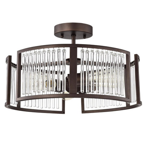 Frey 3 Light Oil Rubbed Bronze Semi Flush Ceiling Fixture With Glass Crystals And Crystal Downlight Transitional Modern Style 16 Inch Wide Hardwired Indoor Lighting