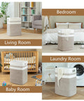 All In One Cotton Rope Laundry Hamper And Storage Basket With Handles Collapsible in living room, bedroom, nursery, and laundry room.