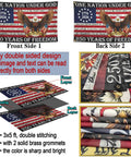 Patriotic 250th Anniversary USA Flag 3x5 Ft Double Sided Outdoor Banner Durable 3 Ply Polyester Yard Flag For 4th Of July And Outdoor Decorations For Home Yard Displays front and back design with layers and materials