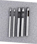Heavy Duty Leather Belt Hole Punch Tool Set For DIY Projects And Falconry Crafts, silver metal punchers on grey background.