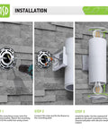 Installation guide for Round Outdoor Wall Cylinder Up And Down Light Fixture With 2x E26 Sockets 60W 120V White Finish