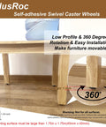8 Pack Self Adhesive Caster Wheels 1 Inch For Appliance Sliders And Furniture Storage Bins Low Profile Swivel Wheels
