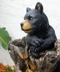 Close-up of black bear on 40.16 Inch High Five Tier Outdoor Bear Water Fountain With Two Black Bears Climbing A Tree