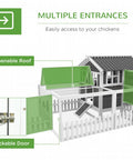 Spacious Outdoor Chicken Coop With Run For 1 To 2 Chickens, Weatherproof Hen House With Nesting Box And Removable Tray, gray wood.