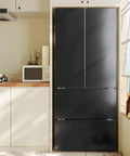 Refrigerator And Appliance Wrap Peel And Stick Wallpaper In Black Metallic Brushed Stainless Steel Look Self Adhesive installed