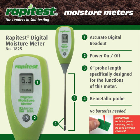 Digital Soil Moisture Meter For Home Gardens And Indoor Plants With Instant Readout And Easy To Read Display Great For Quick Soil Checks And Keeping Your Plants Thriving And Healthy, 6-inch bi-metallic probe