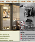 Freestanding 8Ft Closet System With Smooth Rolling Casters And Four Roomy Wood Drawers comparing to wire system with attributes.