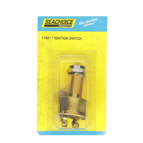 Beefy Three-Position Heavy Duty Boat Ignition Starter Switch With Brass Construction Fits Panels Up To One Inch, Three Terminals, Includes Two Keys, Rugged Marine Electrical Switch For Off Ignition Start in packaging