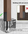Installing 4x4 Post Anchor For Wet Concrete 14 Inch U Shape Fence Post Base with hardware kit directly into concrete base.