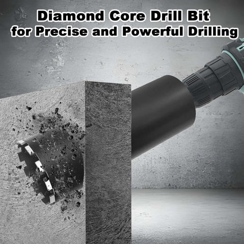 KELINER 4-inch diamond concrete core drill bit mounted on a drill for masonry drilling.