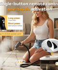 Woman using 2500W Portable Handheld Steam Cleaner Delivers Powerful 160C Hot Steam In Just 15 Seconds on carpet with 11.5-foot cord.