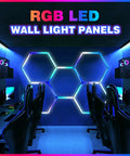 24 Pack Remote Hexagon RGB LED Panels Ceiling Lights With 358 Modes IP54 for party and gaming wall installation