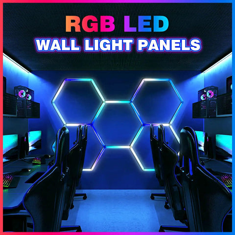 24 Pack Remote Hexagon RGB LED Panels Ceiling Lights With 358 Modes IP54 for party and gaming wall installation