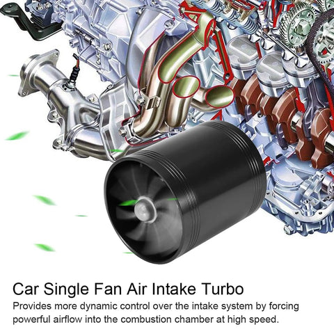 Dual Turbine Air Intake Turbonator Performance Kit For Most Vehicles Fuel Saver System Universal Acceleration Enhancement Black Air Intake Upgrade For Faster Throttle And Better Gas Mileage next to engine diagram showing airflow dynamics