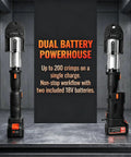 18V Cordless Electric Pipe Crimping Tool With 5.0Ah Battery Fast Hydraulic Press Machine for Plumbing Jobs on a display.