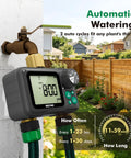Remote Control Brass Sprinkler Timer For Outdoor Hose Faucet Two Zone System with large dial, attached to garden tap.