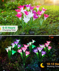 Six Pack Solar Garden Lights With 24 Lily Flowers Waterproof Color Changing LED Landscape Lighting For Outdoor Yard Patio Decor