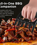 Using meat claw from Heavy Duty 35 Piece BBQ Grill Tools Set In Stainless Steel With Case Includes Meat Thermometer Injector Claws