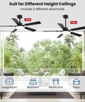 52 Inch Ceiling Fan With Lights And Remote For Bedroom Living Room Kitchen Office Indoor Outdoor Use shown on patio