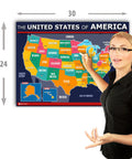 Big Ol Usa Map Poster 60 By 42 Inches Plastic Durable Wall Chart With All 50 States And Capitals for educational use.